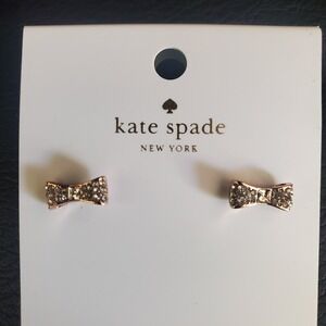 Kate Spade New York Ready Set Bow Pave Crystal Studs Earrings Goldplate NWT